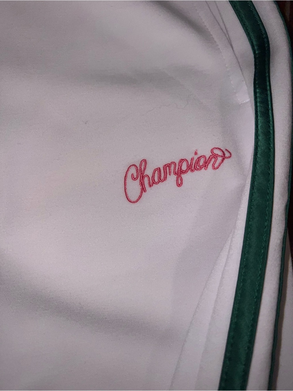 Champion Women’s White Joggers with Green Side Stripes And Bows - Picture 4 of 4